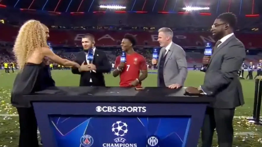 Kate Abdo reached out her hand, but Khabib Nurmagomedov declined it (CBS Sports) 