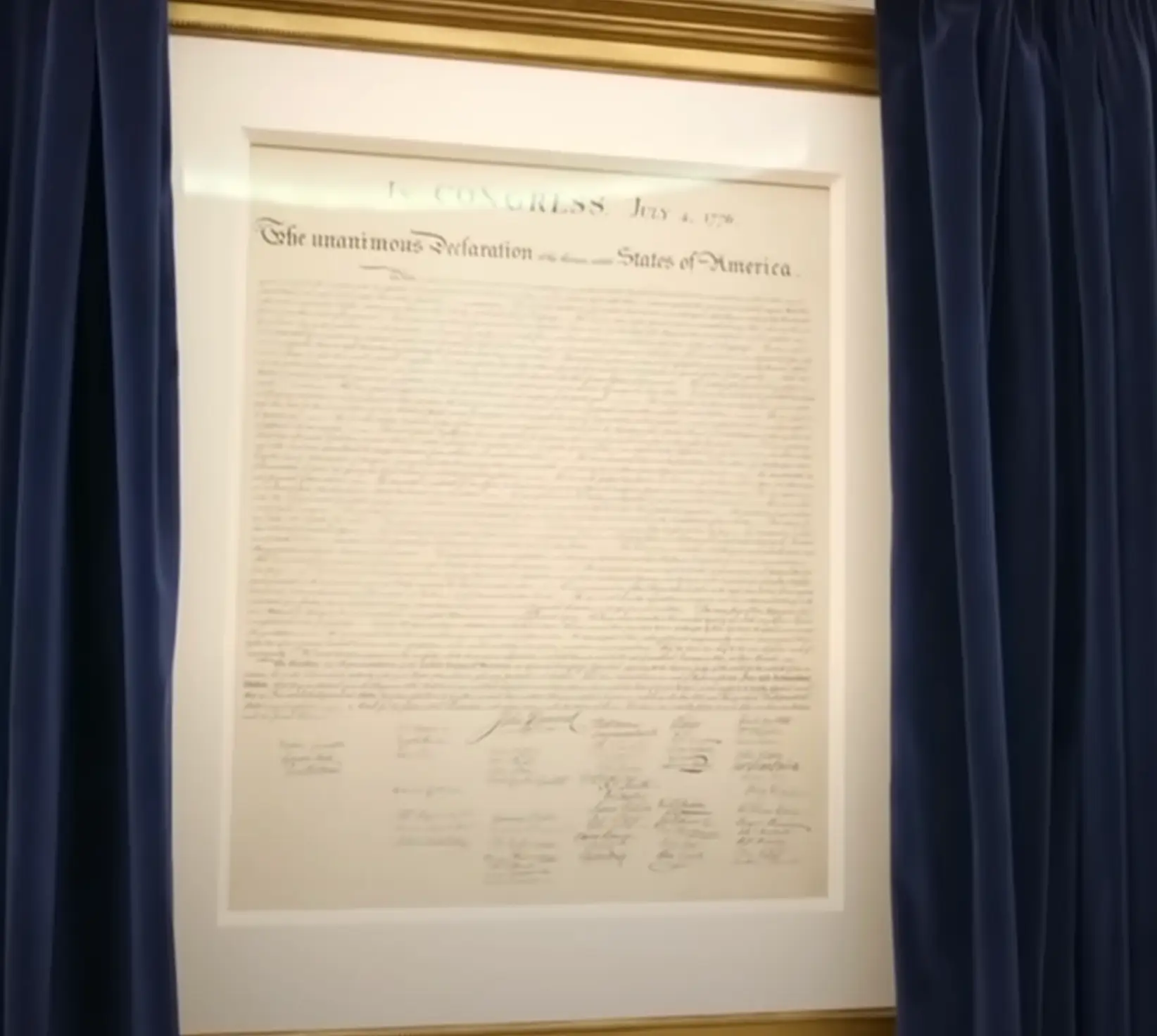Trump showed off the Declaration of Independence during a sit down interview about his first 100 days(ABC News)