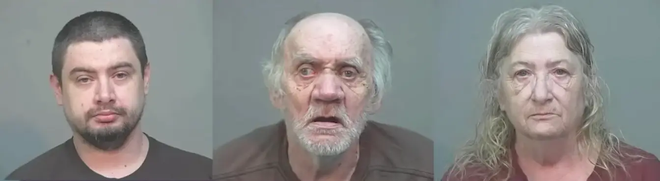 (L-R) Gary Siders Jr, and his parents, Gary Siders Sr. and Christina Siders have also been taken into custody (Court TV)