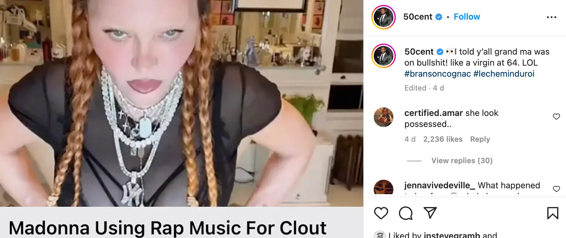 50 Cent has had another pop at Madonna.