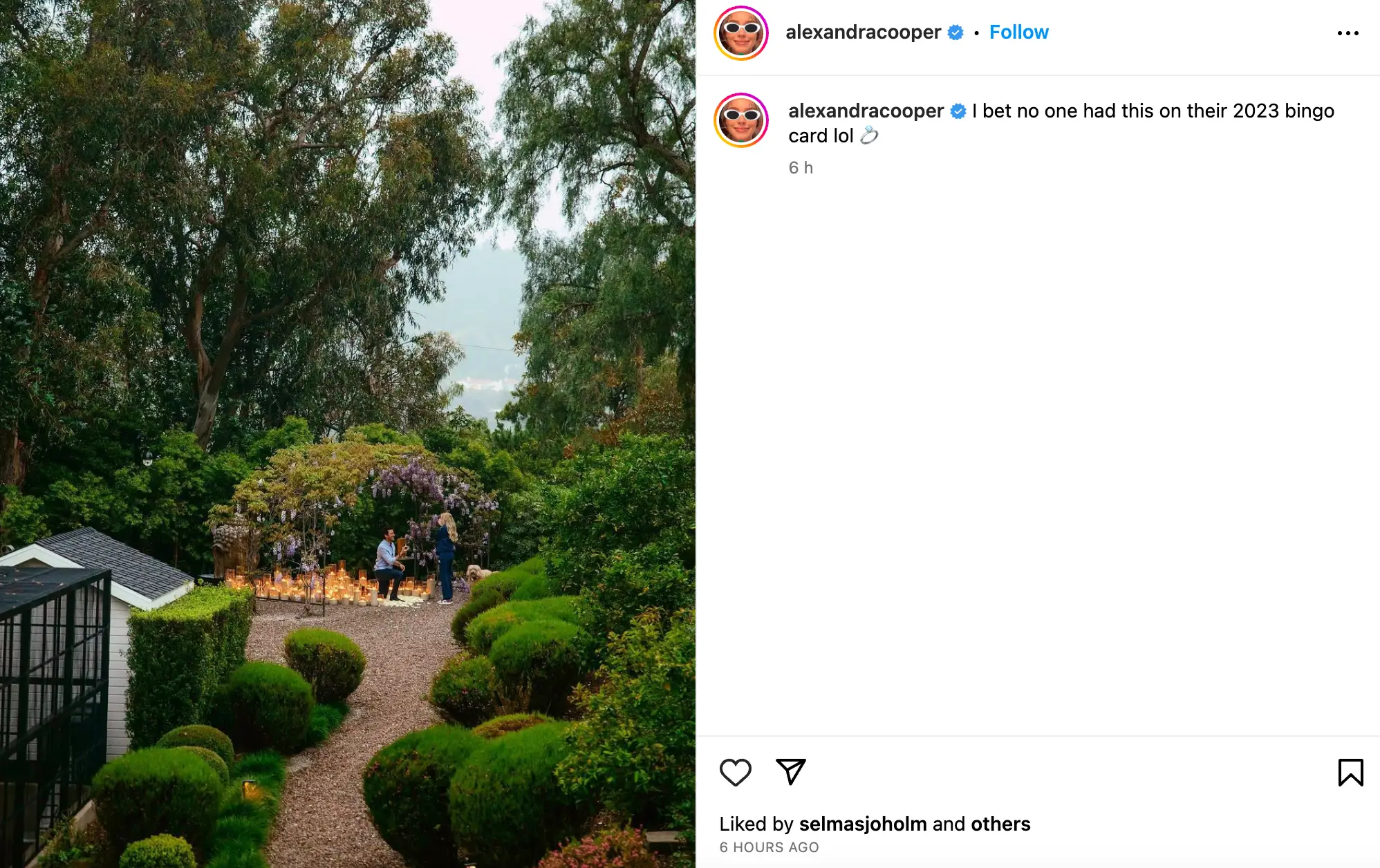 Kaplan proposed after a scavenger hunt around their home.