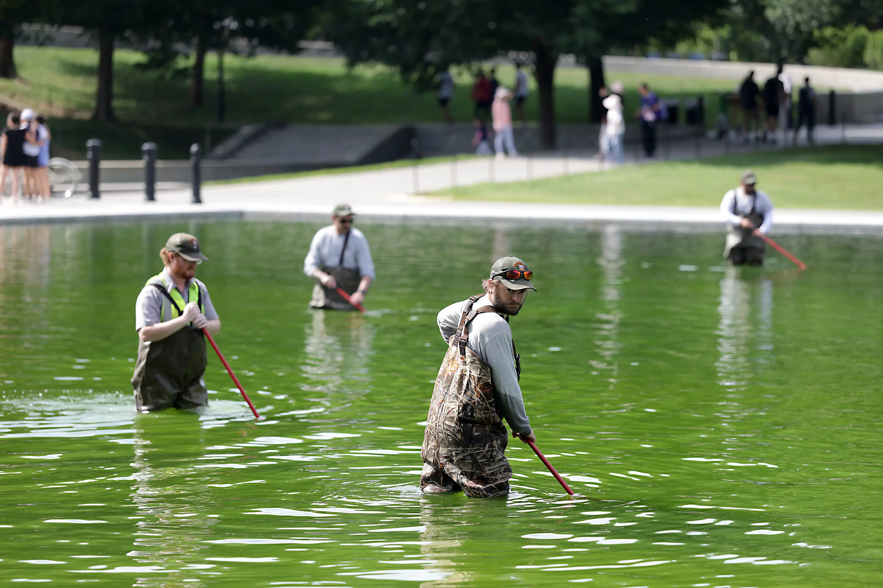 Trump has blamed 'vandalism' for the new look (Tasos Katopodis/Getty Images)