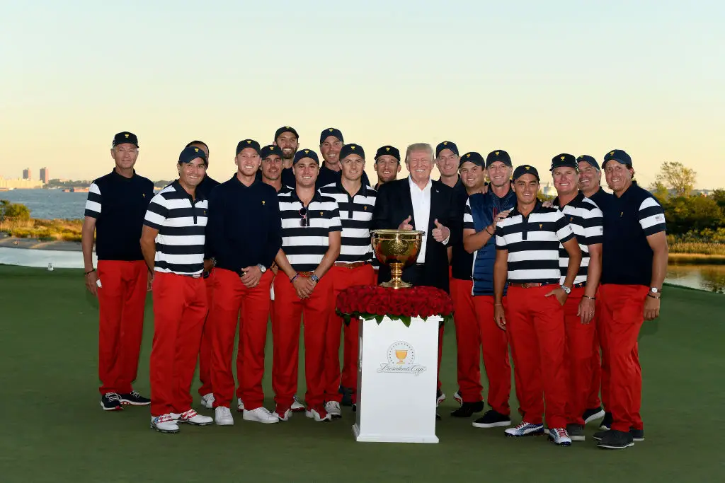 The US team poses with President Donald Trump when they actually lifted the President's Cup, back in 2017 (Stan Badz/PGA TOUR)