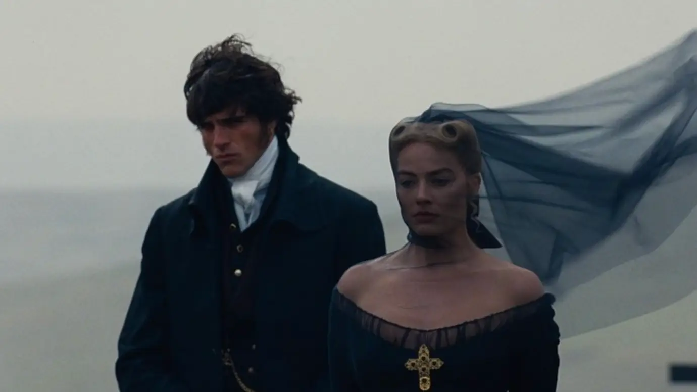 Jacob Elordi and Margot Robbie as Heathcliff and Catherine (Warner Bros.)