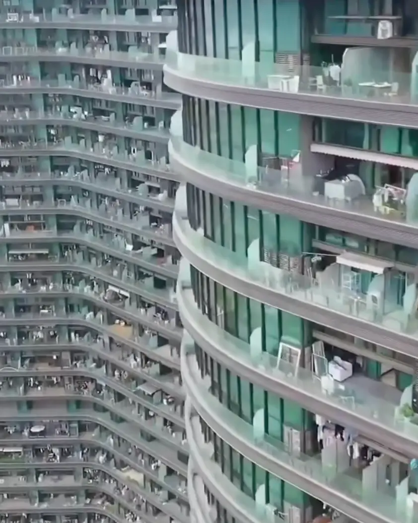 A huge apartment block in China has been dubbed the world's largest (TikTok/@fatheristheone)