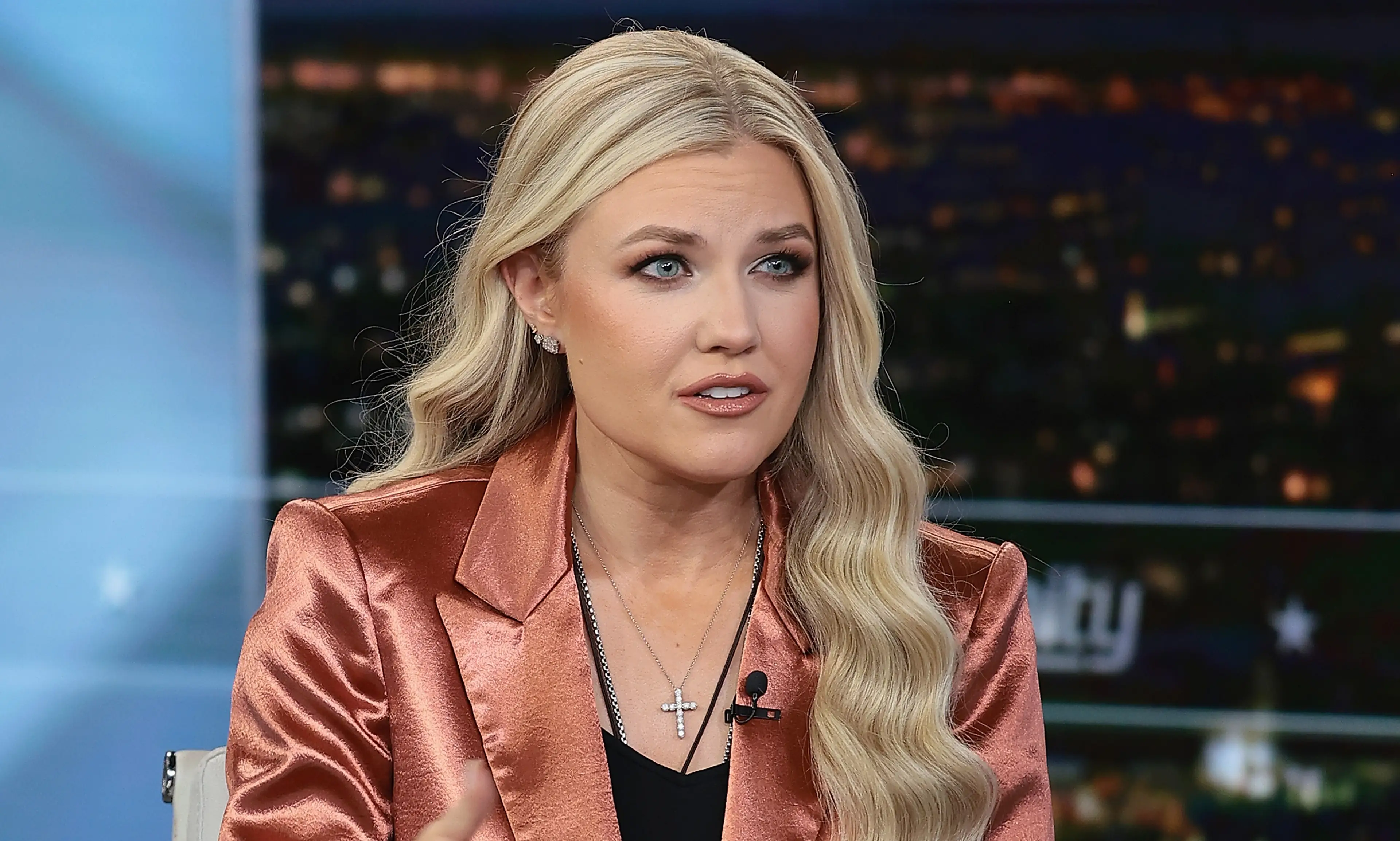 In the skit, he appears to paraphrase an Erika Kirk video (Dimitrios Kambouris/Getty Images)