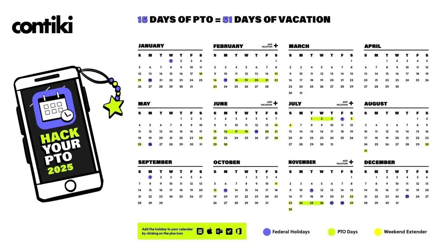 Contiki's calendar hack turns 15 PTO days turn into 51 vacation days (Contiki)