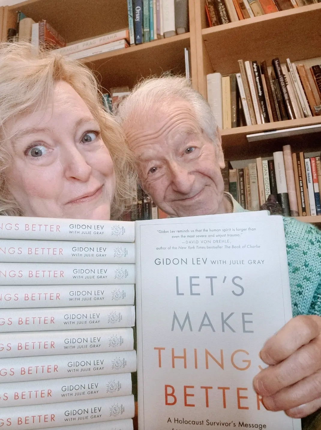 Julie Gray and Gidon Lev accompanied Elon Musk around Auschwitz last year (Facebook/Julie Gray)