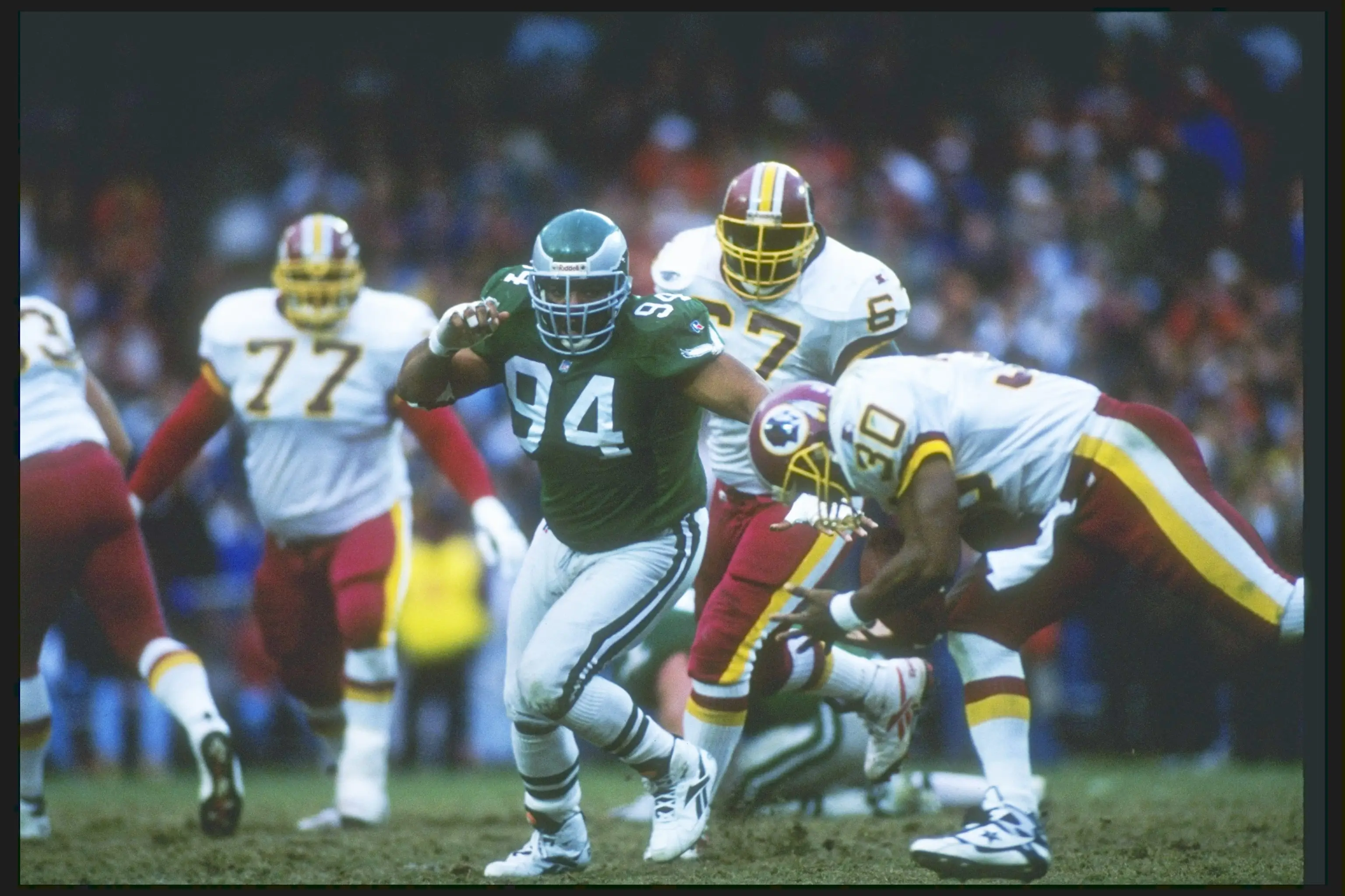 Kevin Johnson's career saw him play in the NFL and the AFL (Otto Greule Jr. /Allsport/Getty)