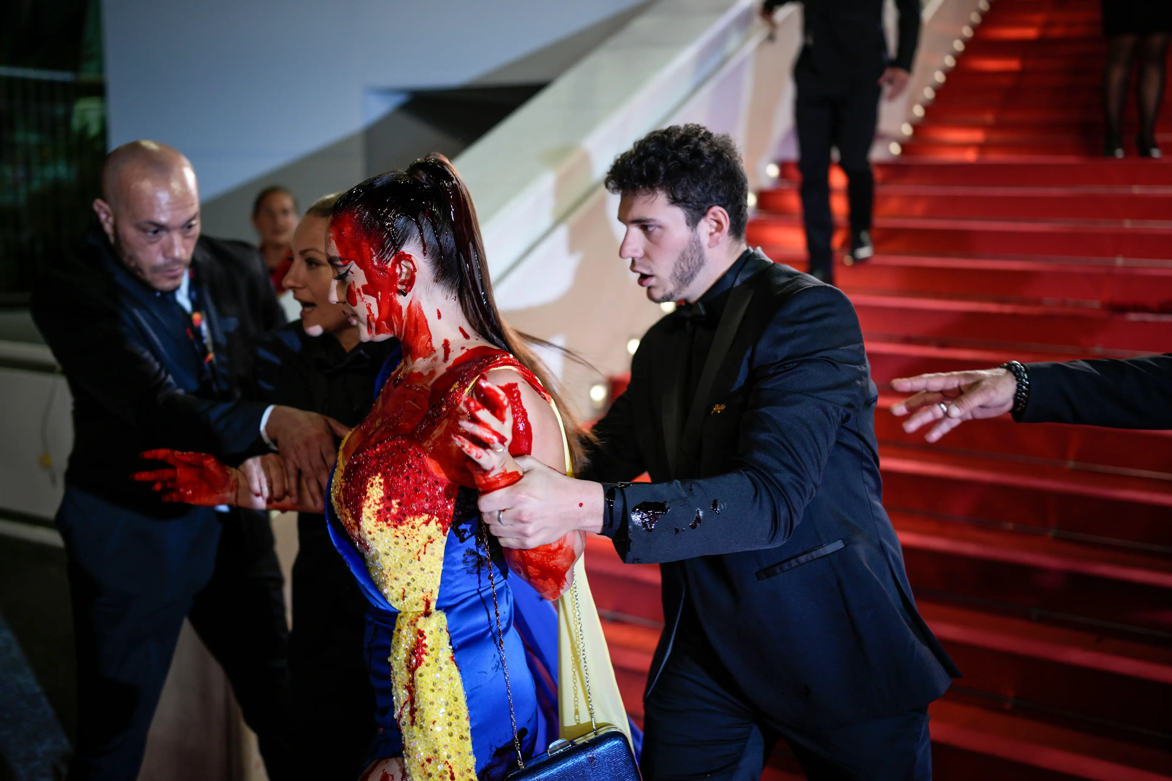 The protest was against the Russian invasion of Ukraine.