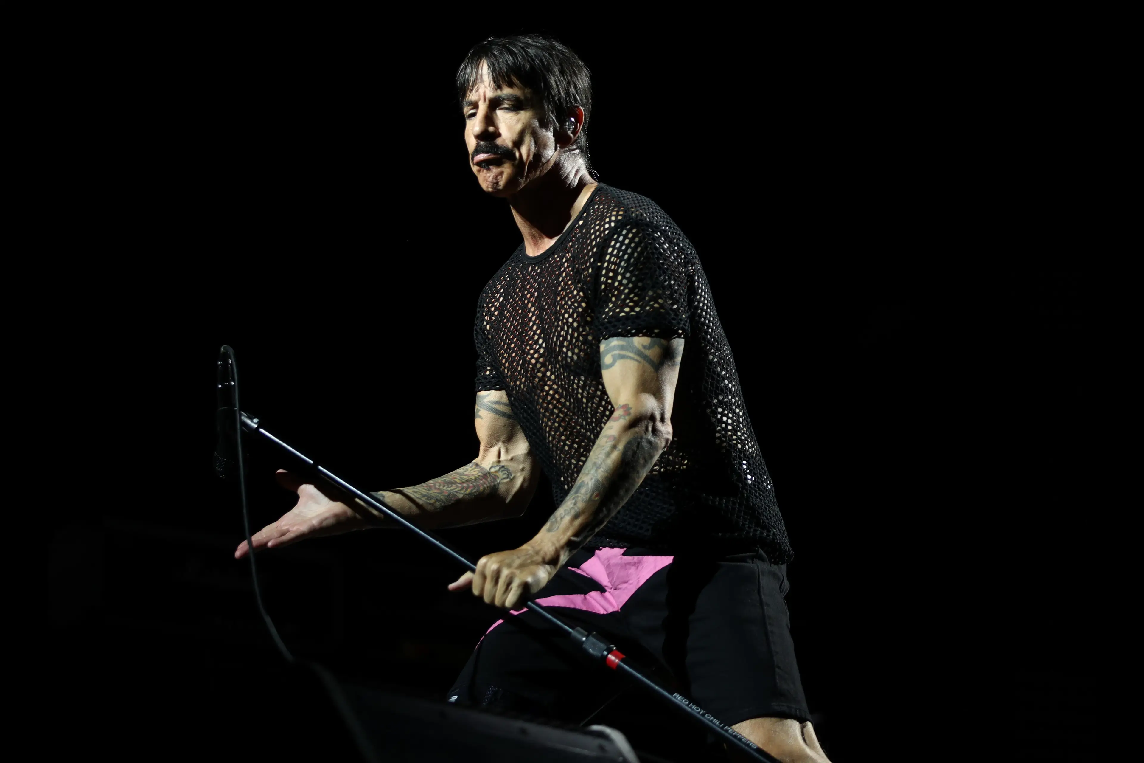 Anthony Kiedis of the Red Hot Chilli Peppers performing at Accor Stadium in 2023. (Don Arnold/WireImage)