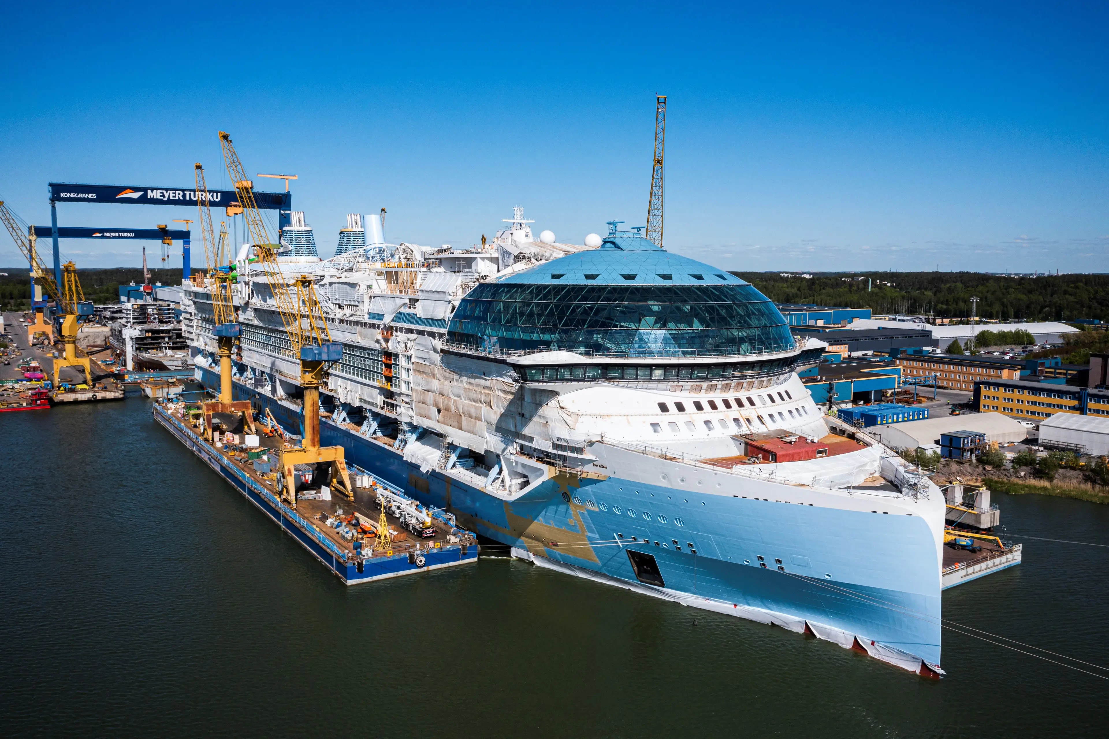The huge ship was constructed in Finland.