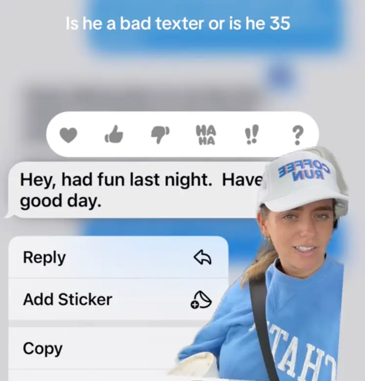 Elizabeth wasn't sure how to respond to the message. (TikTok/@@yogiinpink)