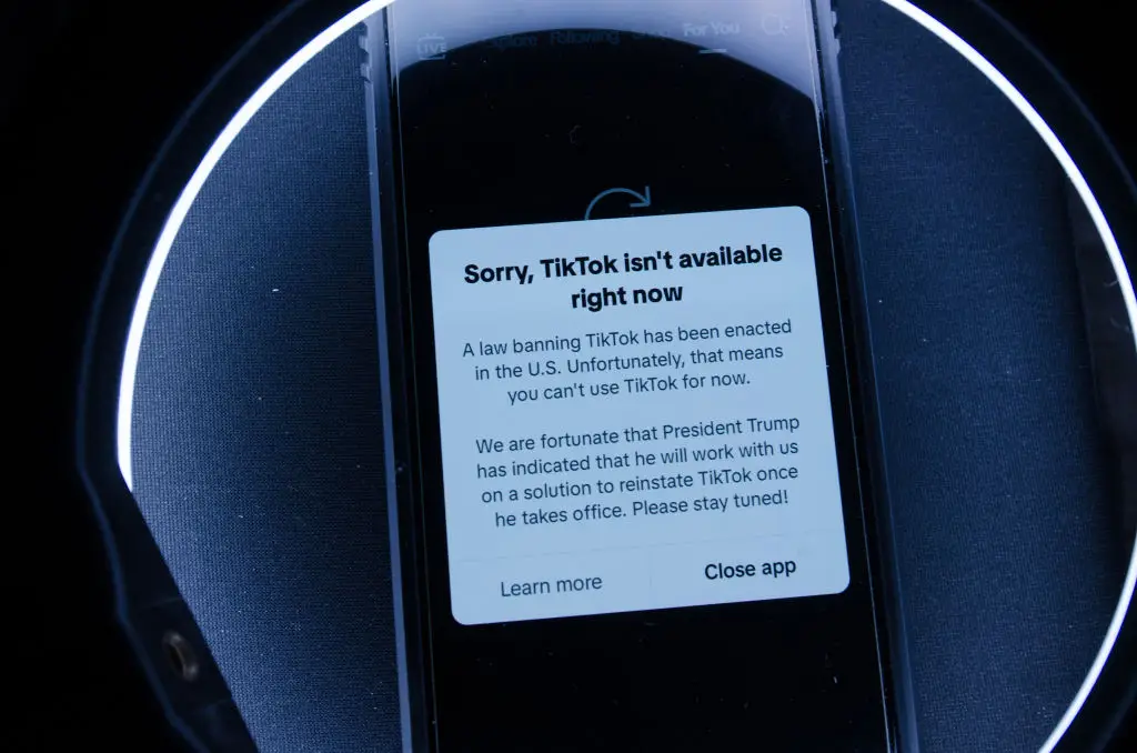 TikTok says the app isn't available to US users 'for now' (Jacek Boczarski/Anadolu via Getty Images)