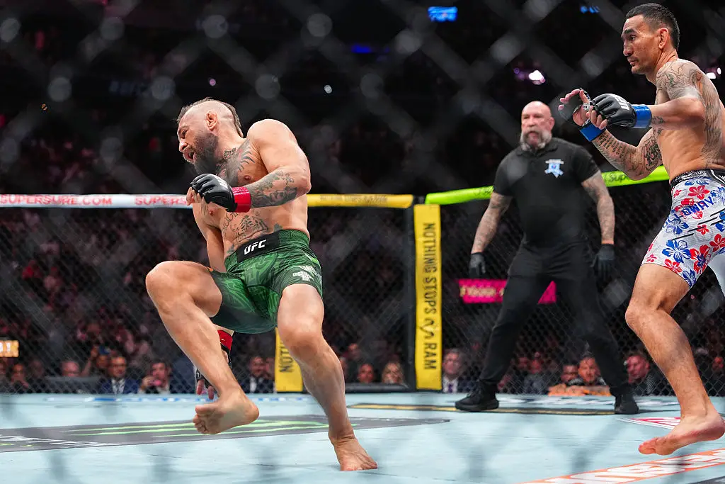 As a result of the injury, Max Holloway won on a technicality after McGregor was forced to forfeit (Chris Unger/Zuffa LLC)