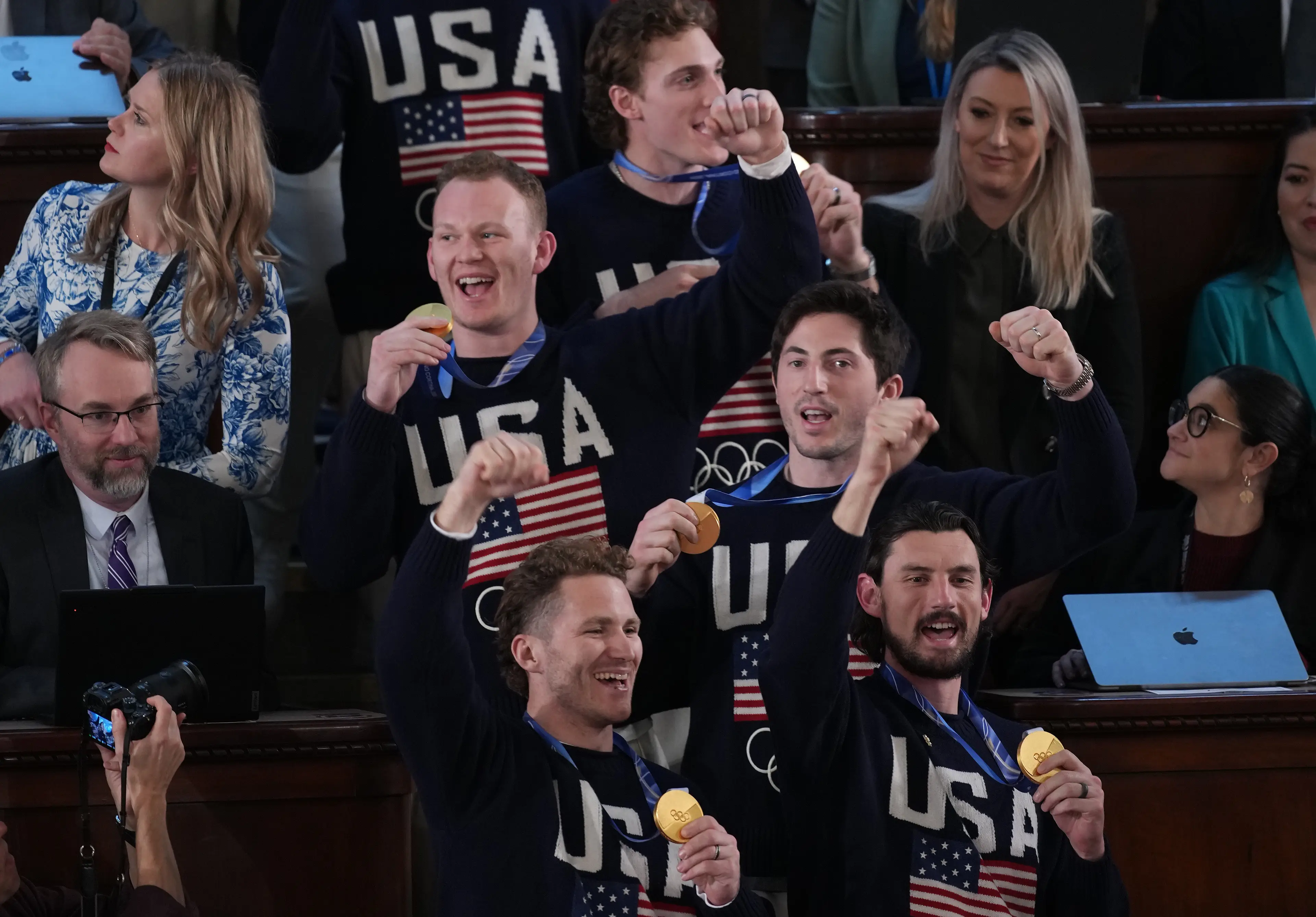 Some of the men's hockey team were in the gallery (Andrew Harnik/Getty Images)