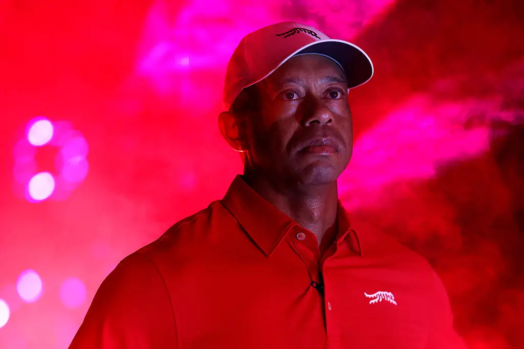 Tiger Woods was charged on Friday (Cliff Hawkins/TGL/TGL Golf via Getty Images)