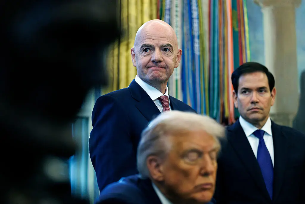 The comments came during a press conference with Gianni Infantino (Will Oliver/EPA/Bloomberg via Getty Images)