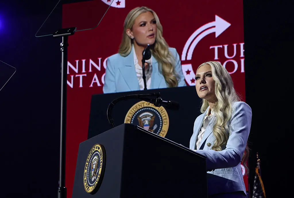 Erika Kirk was publicly appointed as her husband's successor at Turning Point USA eight days after his death. (Photo by Win McNamee/Getty Images)