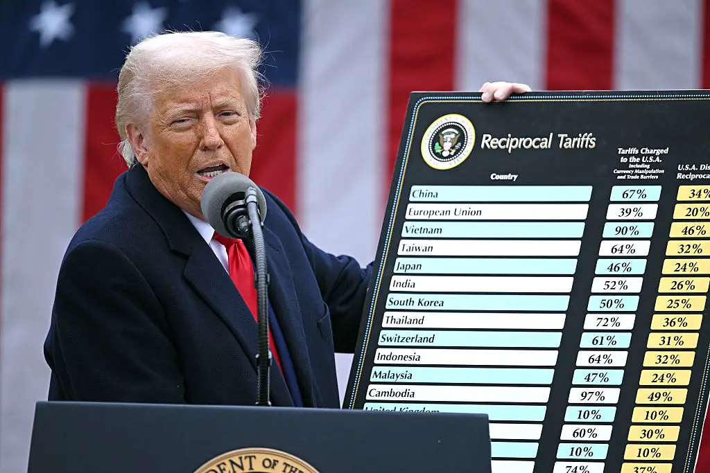 Trump introduced the sweeping tariffs last April (BRENDAN SMIALOWSKI/AFP via Getty Images)