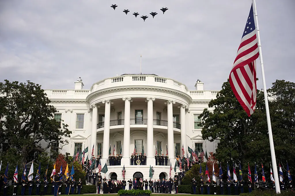 The sale of cutting-edge F-35 fighter jets to countries around the world has become symbolic of American imperial power (Andrew Harnik/Getty Images)