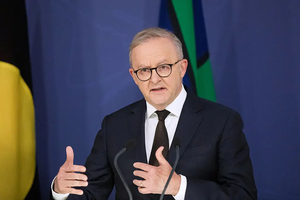 Australian Prime Minister Anthony Albanese spoke out in a news conference today (Brent Lewin/Bloomberg via Getty Images)