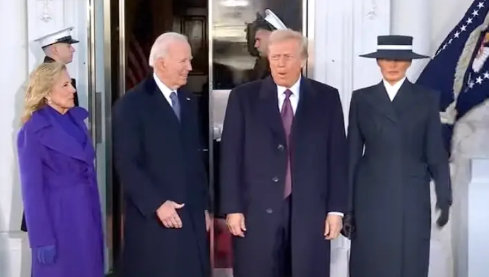 The President with wife, Melania, during his second inauguration (YouTube/ABC)