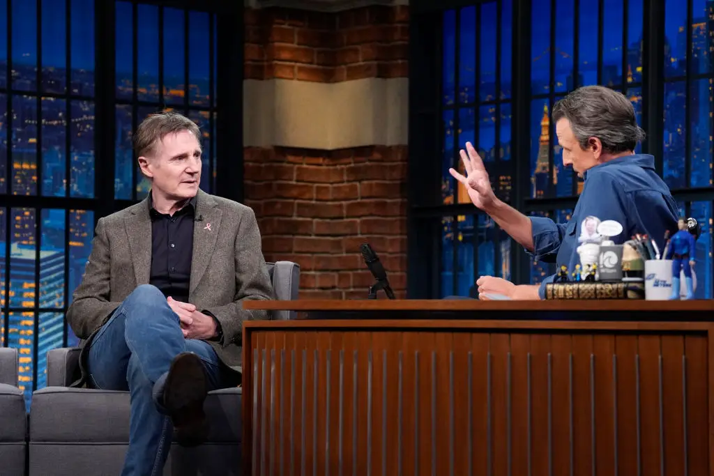 Neeson appeared on Late Night with Seth Meyers in October last year (Lloyd Bishop/NBC via Getty Images)
