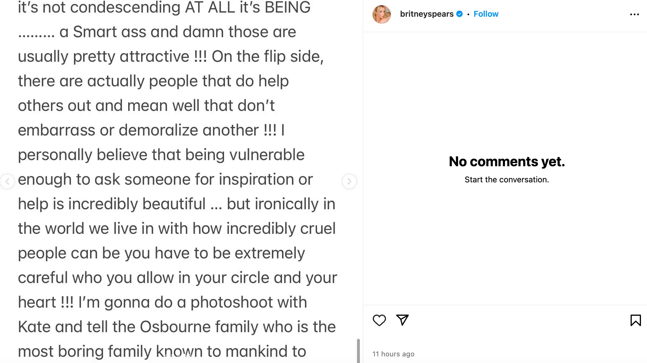 Spears hit back with a lengthy statement on Instagram. (Instagram/@britneyspears)