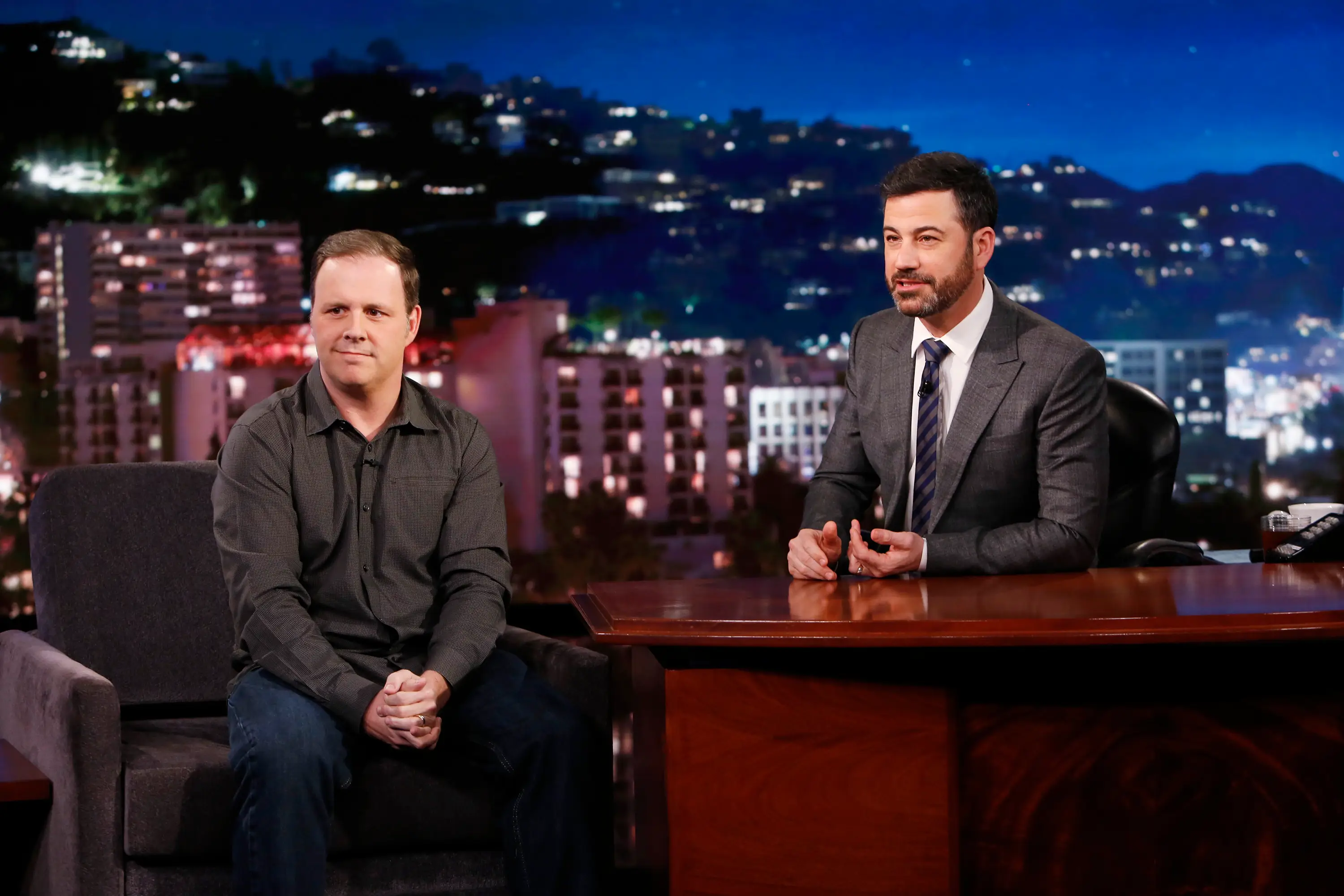 Sal Iacono and Kimmel together on his show in 2017 (Randy Holmes/Disney General Entertainment Content via Getty Images)