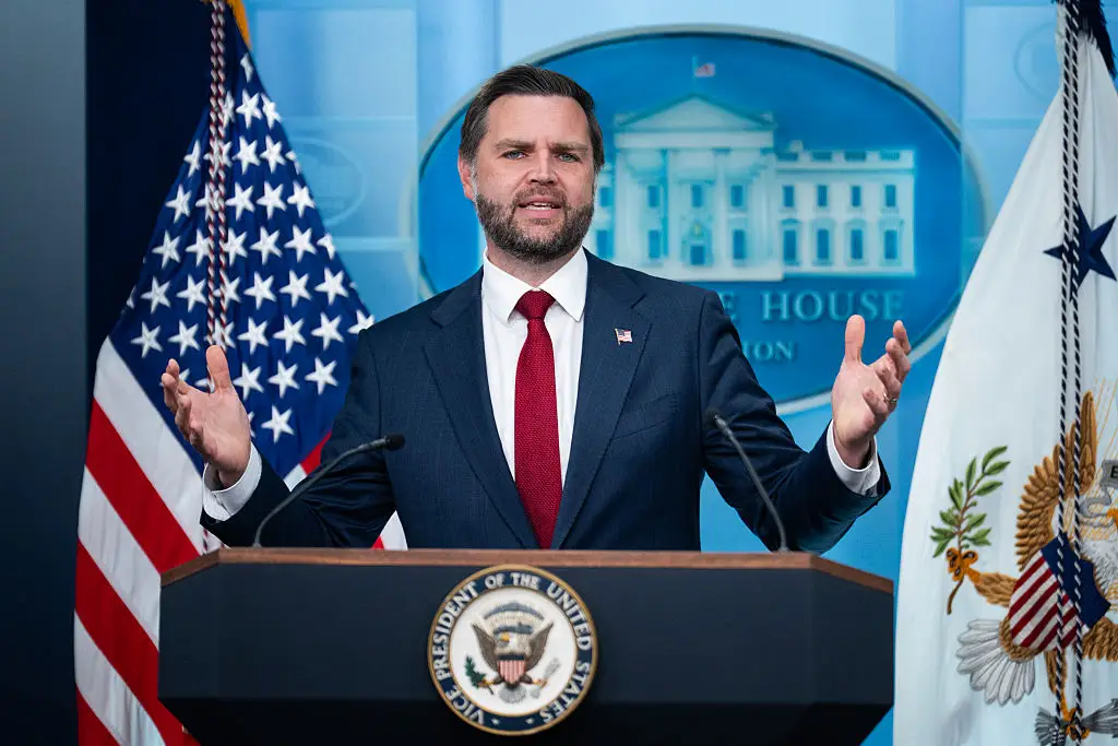 The Vice President couldn't resist taking a swipe at the former President in his speech (Tom Williams/CQ-Roll Call, Inc via Getty Images)