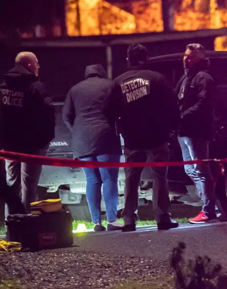 Deg was peacefully protesting in Portland over the police-involved shooting of Amir Locke. (Nathan Howard/Getty Images)