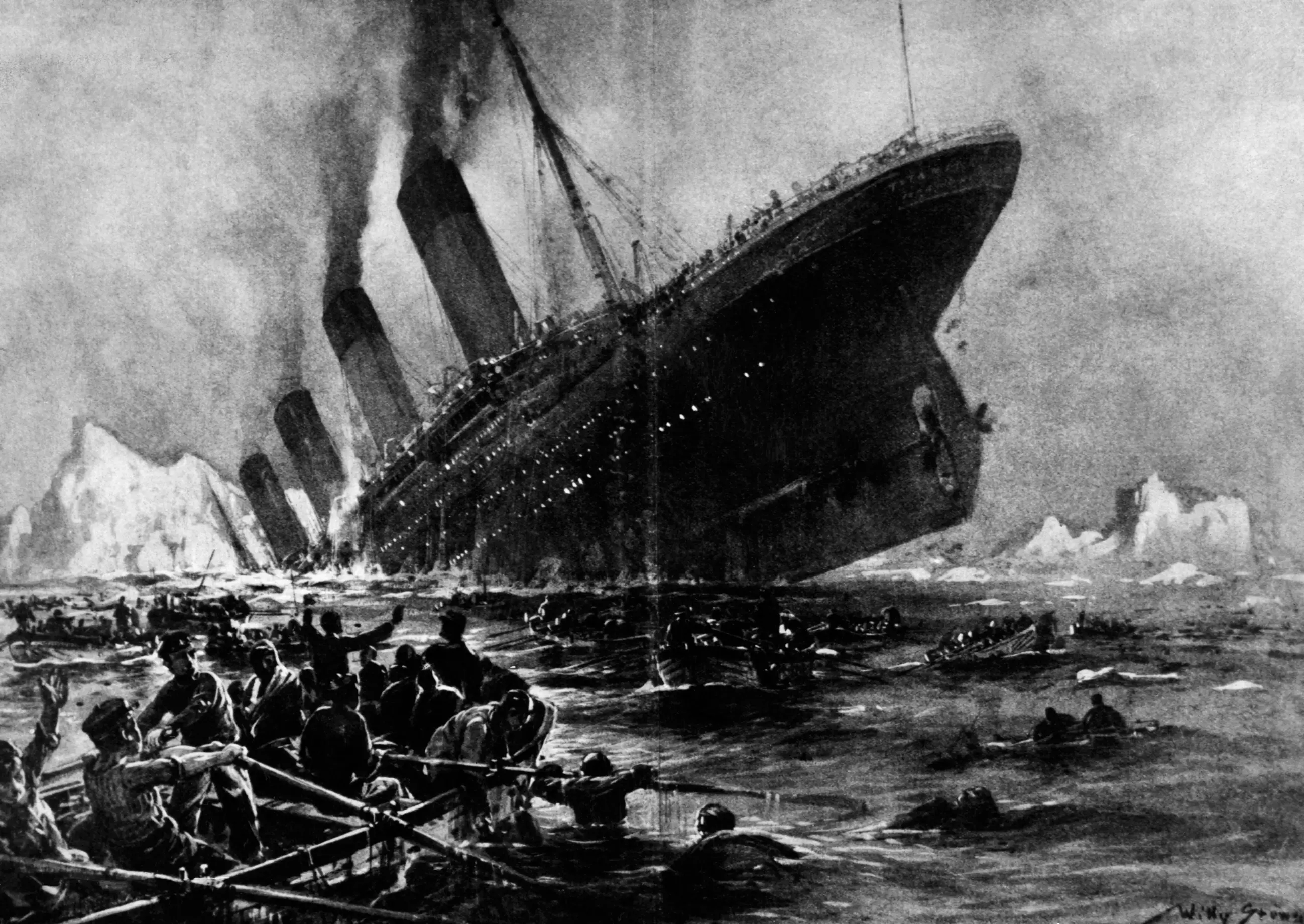 The Titanic struck an iceberg that tore into her starboard side (Getty Stock Images)