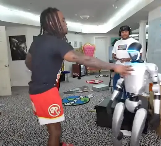 Cenat could be seen pushing and taunting the robot (Kai Cenat Live/YouTube)