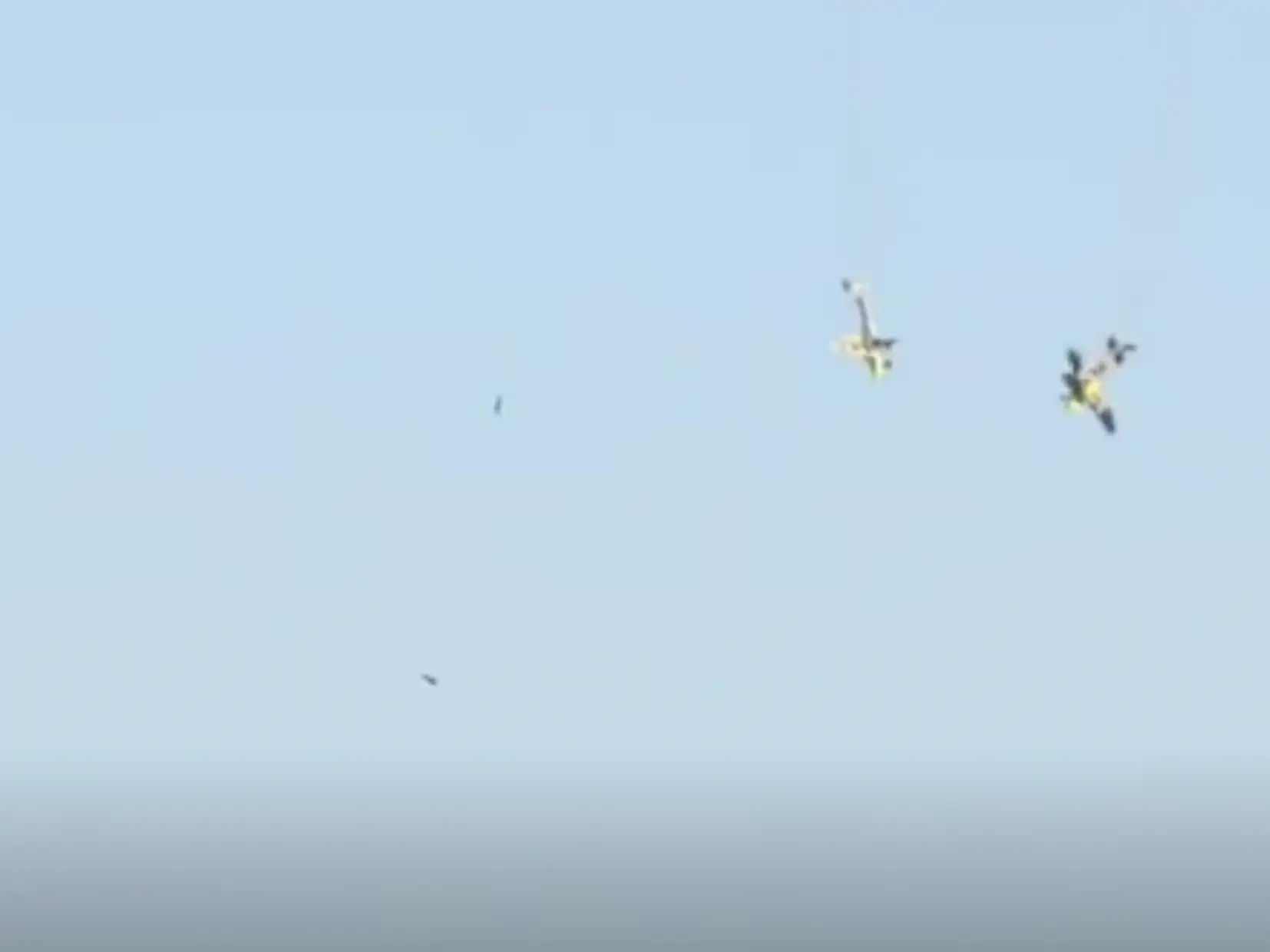 The two planes almost collided after the stunt went horribly wrong.