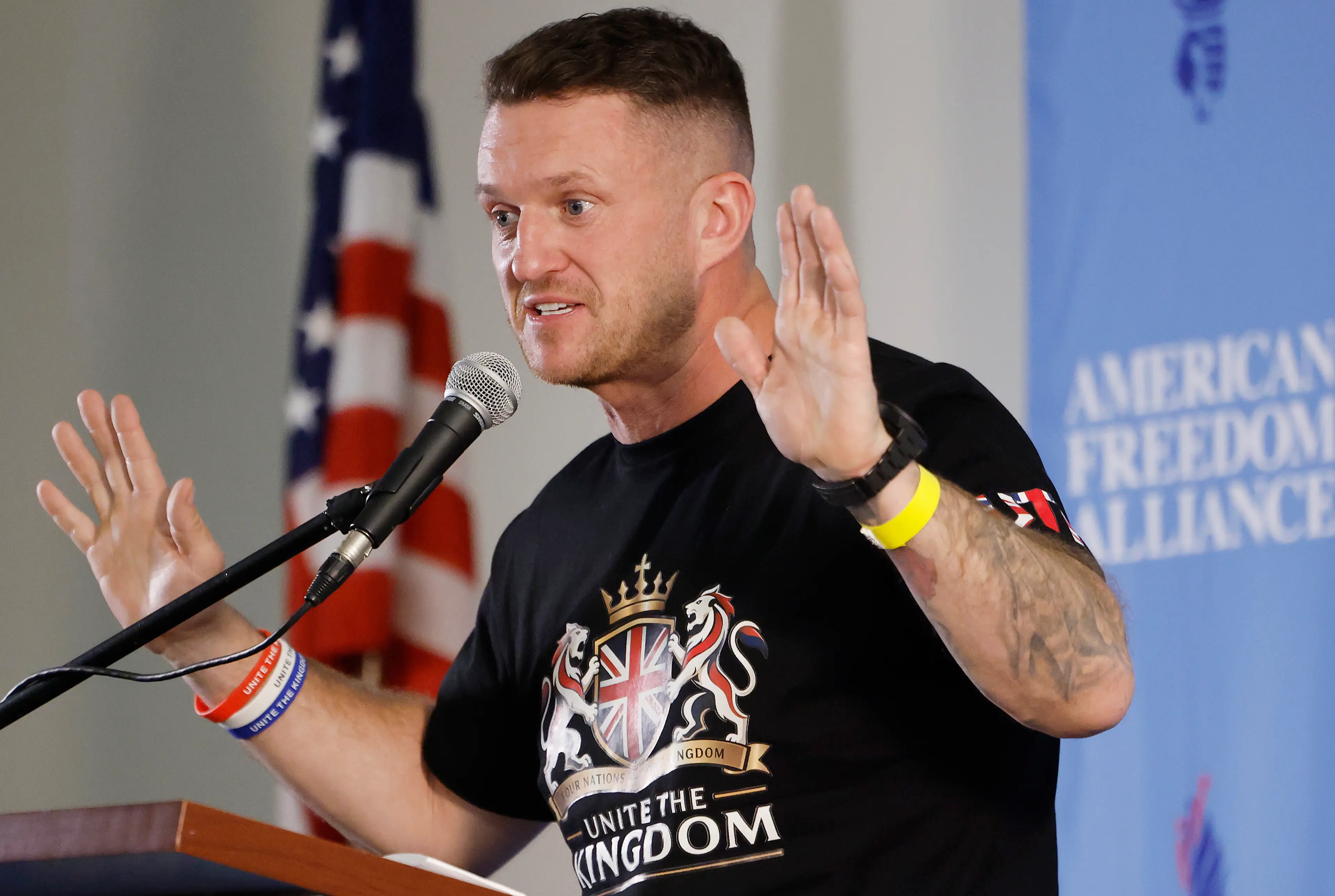 Tommy Robinson is organising another march to take place in May (Mario Tama/Getty Images)