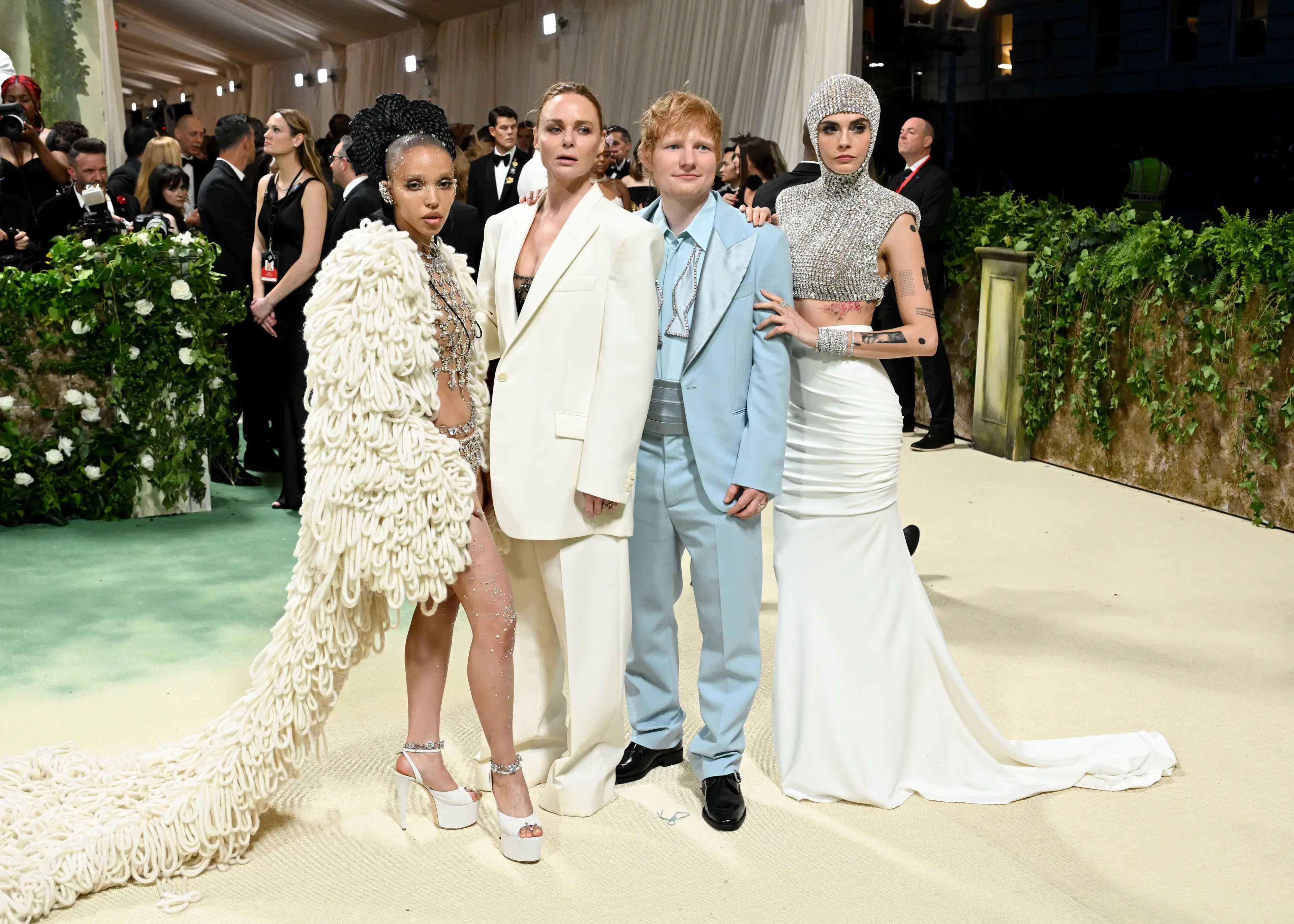 FKA Twigs, Stella McCartney, Ed Sheeran and Cara Delevingne at the 2024 Met Gala. (Gilbert Flores/Variety via Getty Images)