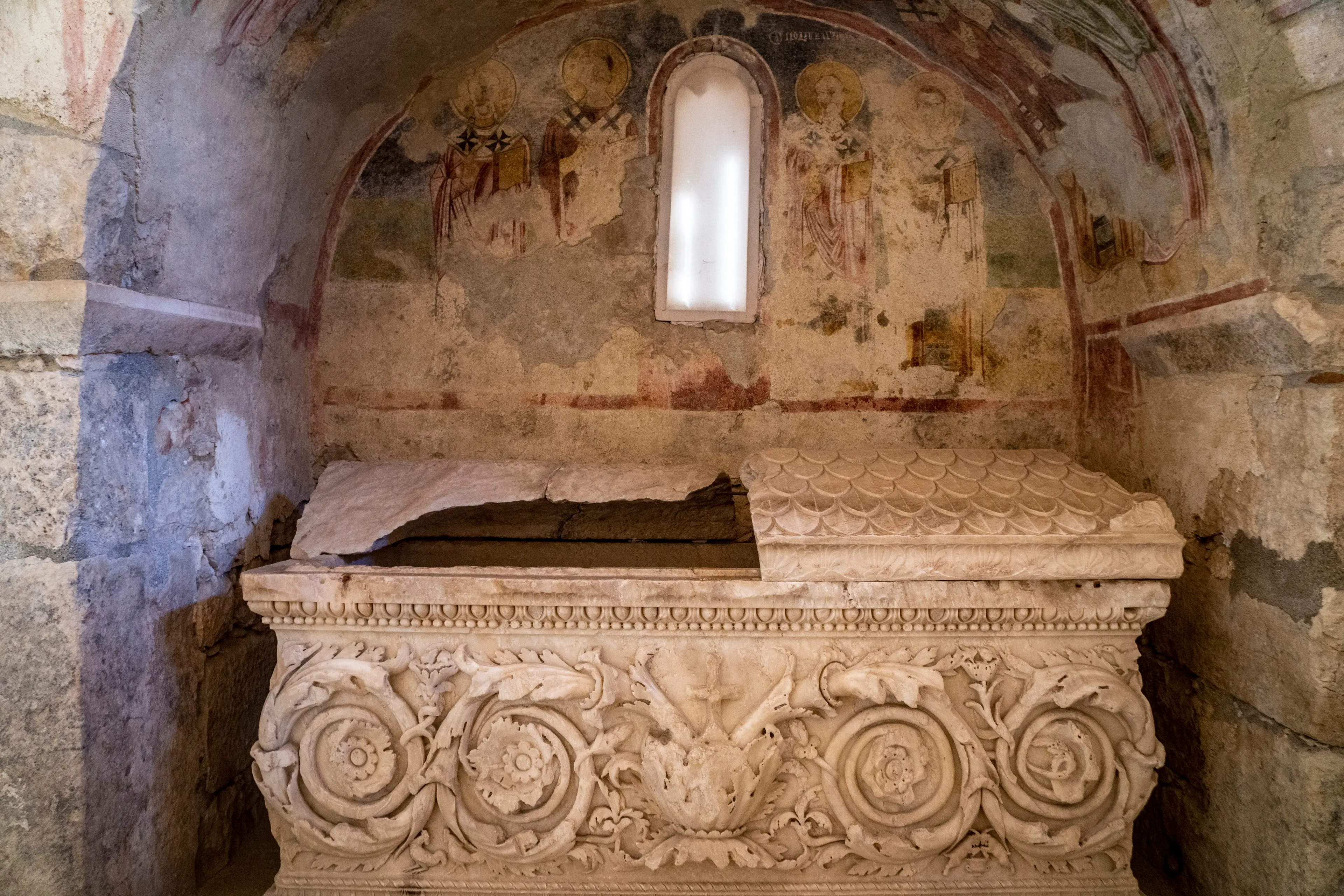 A coffin that housed Saint Nicholas' bones was damaged by sailors (Ayse Topbas/Getty)