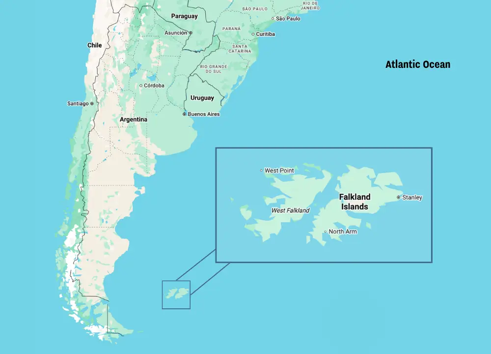 The Falkland Islands have been British territory since 1833 (Google Maps/UNILAD)