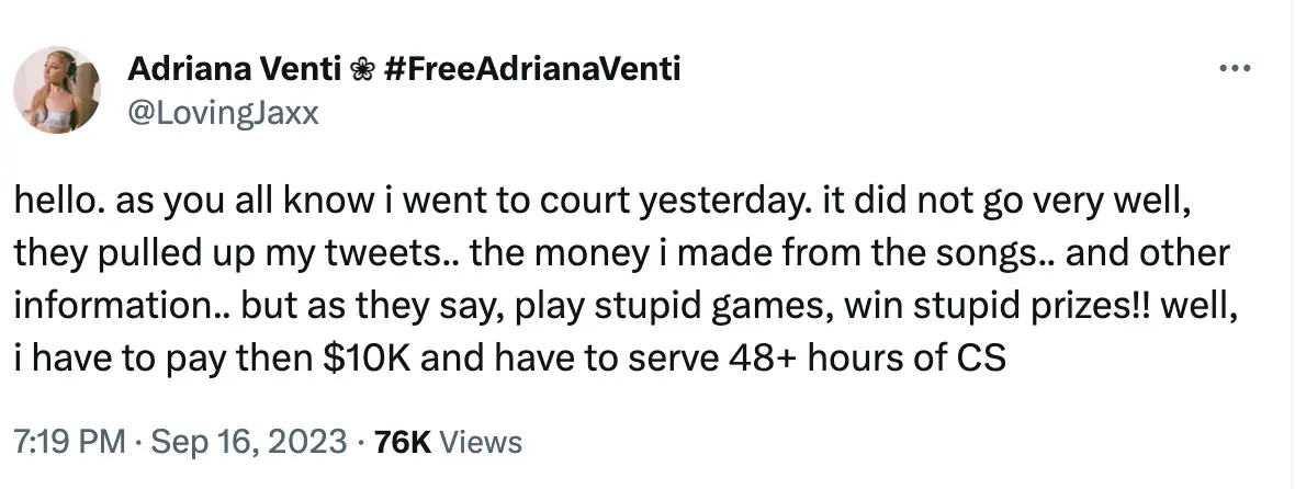 The alleged leaker has reportedly been told to pay a fine for uploading Grande's track to Instagram.