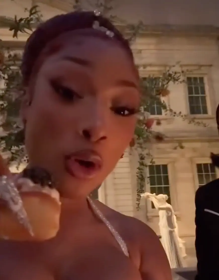 The rapper looked like she was having a great time trying finger food at the event(Megan Thee Stallion)