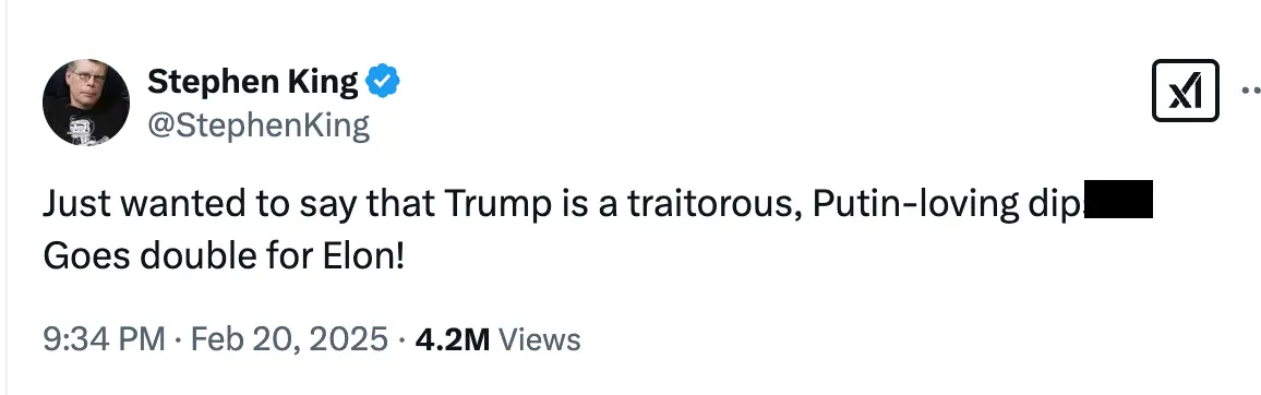 King didn't hold back on his return to Twitter (X/@stephenking)