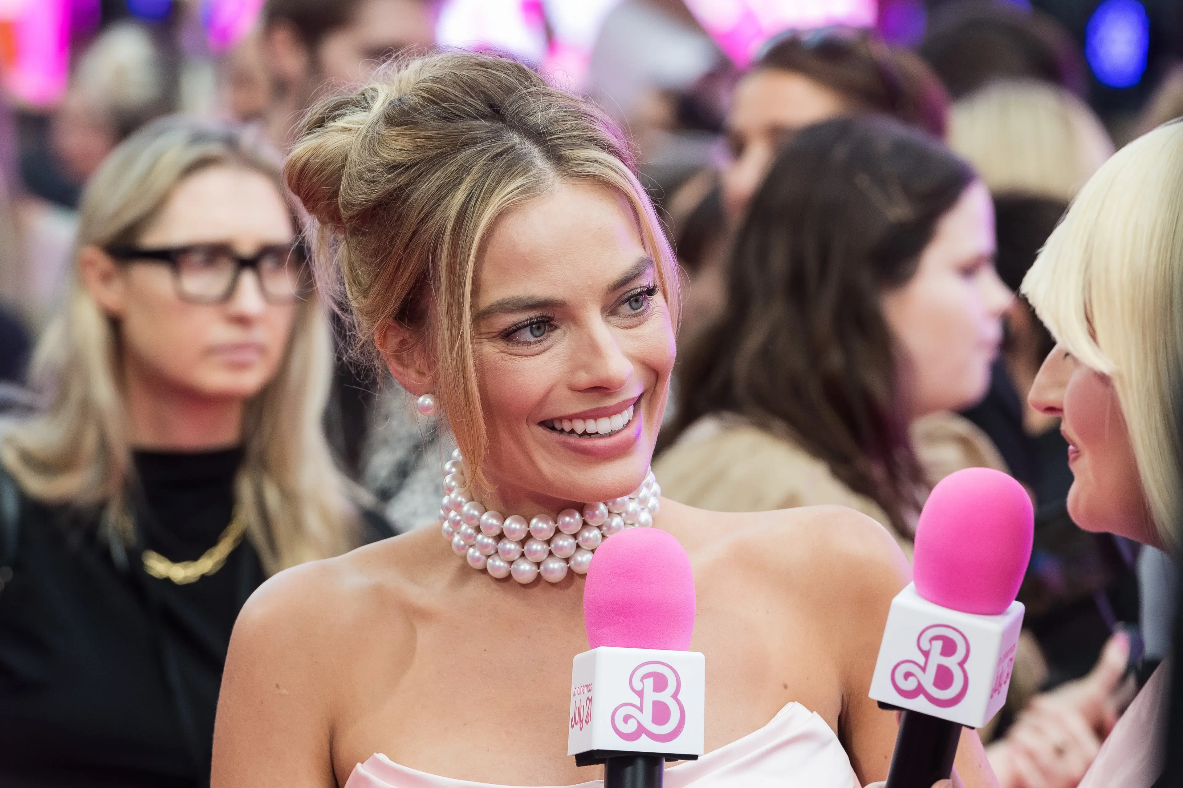 Margot Robbie at the European premier of Barbie.