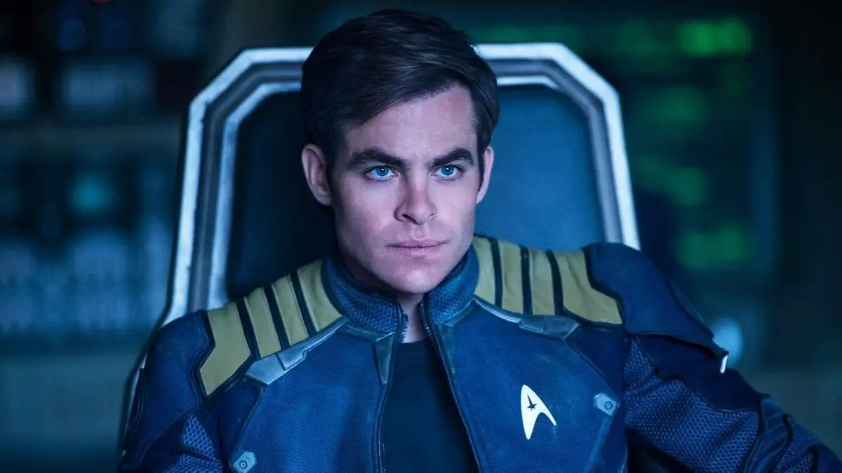 Chris Pine as James T. Kirk.