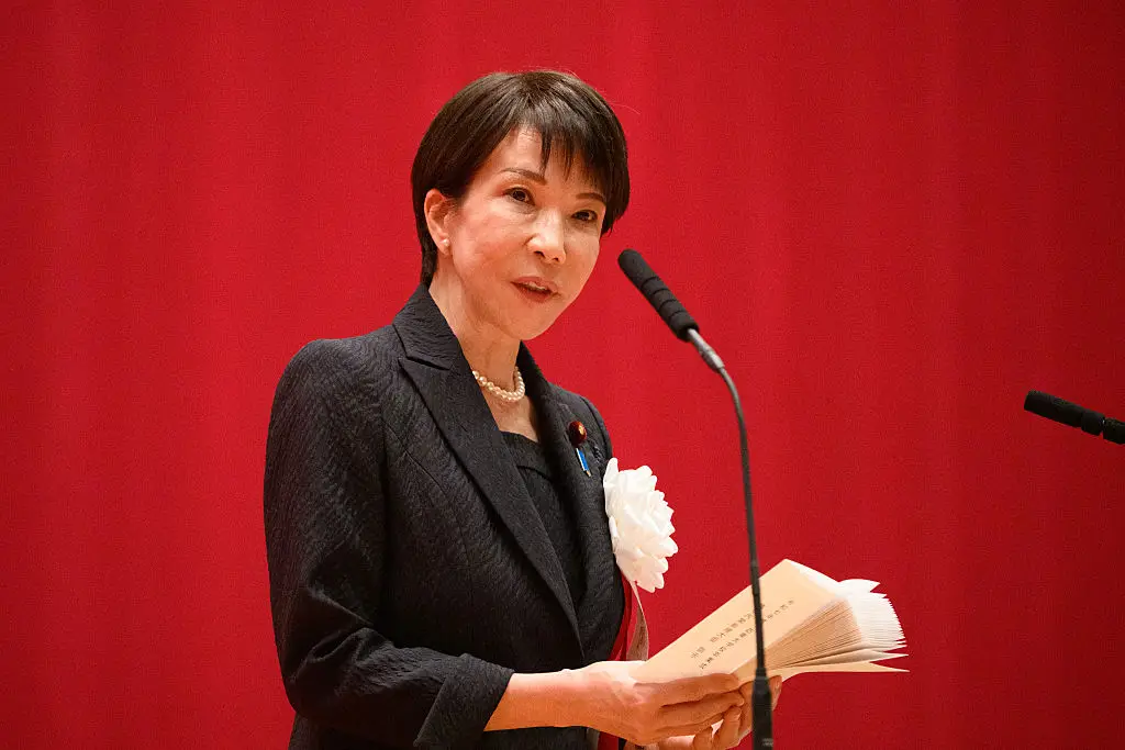 Japanese Prime Minister Sanae Taikachi said they'd not made a decision regarding sending escort ships (Akio Kon/Bloomberg via Getty Images)