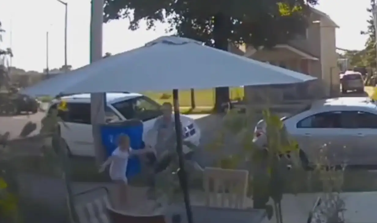 A doorbell camera caught the moment a man tried to kidnap the girl.