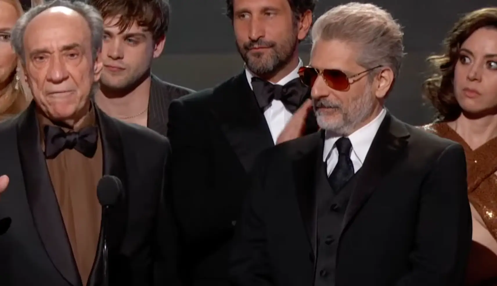 Fans thought they saw the actress mouth 'Jesus Christ' as F Murray Abraham mentioned Ukraine and Russia during his speech.