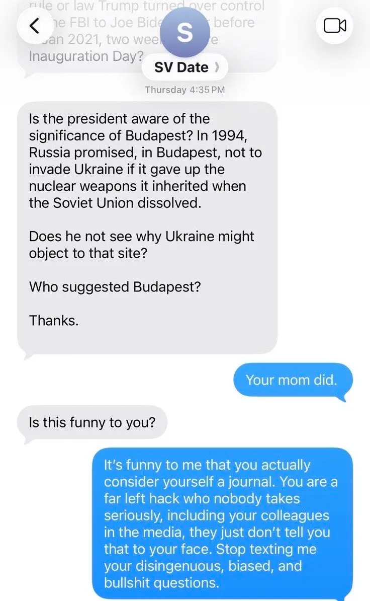 Karoline Leavitt leaked her unprofessional text exchange with reputable journalist S.V Dáte (X/presssec)