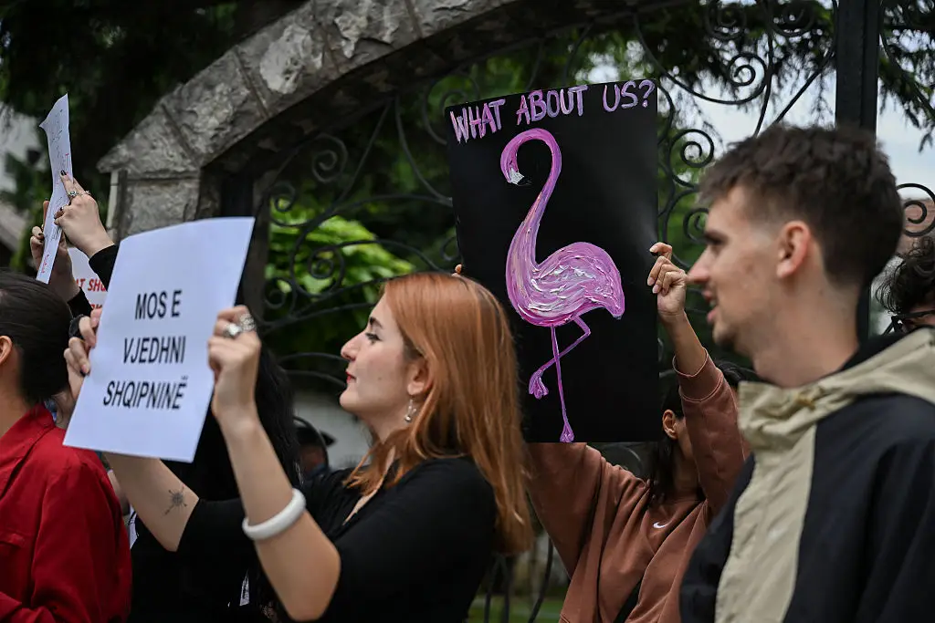 Protestors took to the streets to oppose the project over environmental concerns (Armend NIMANI / AFP via Getty Images)