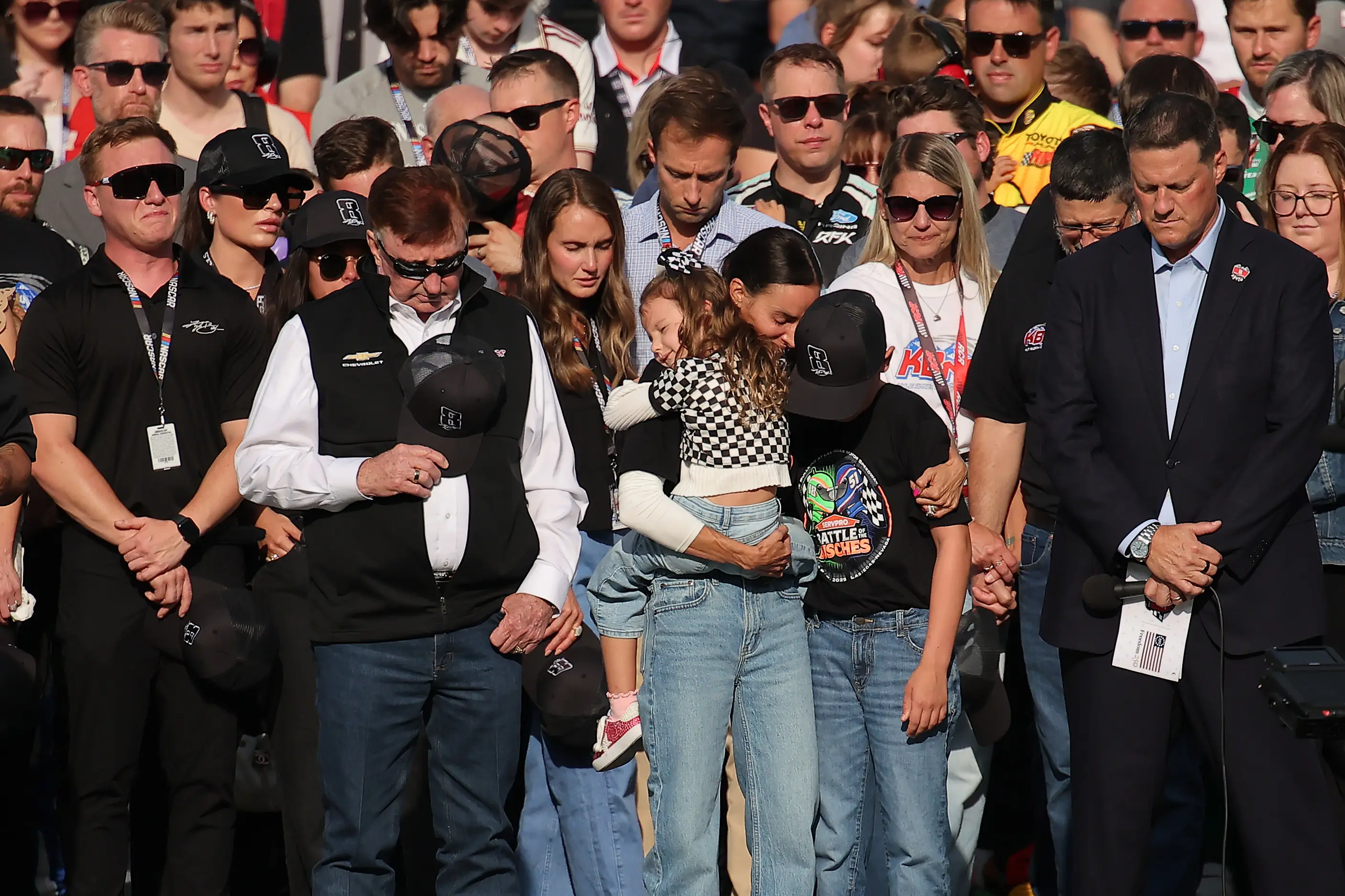 Samantha, Lennix, and Brexton Busch attended the Coca-Cola 600 pre-ceremony (Jonathan Bachman/Getty Images)